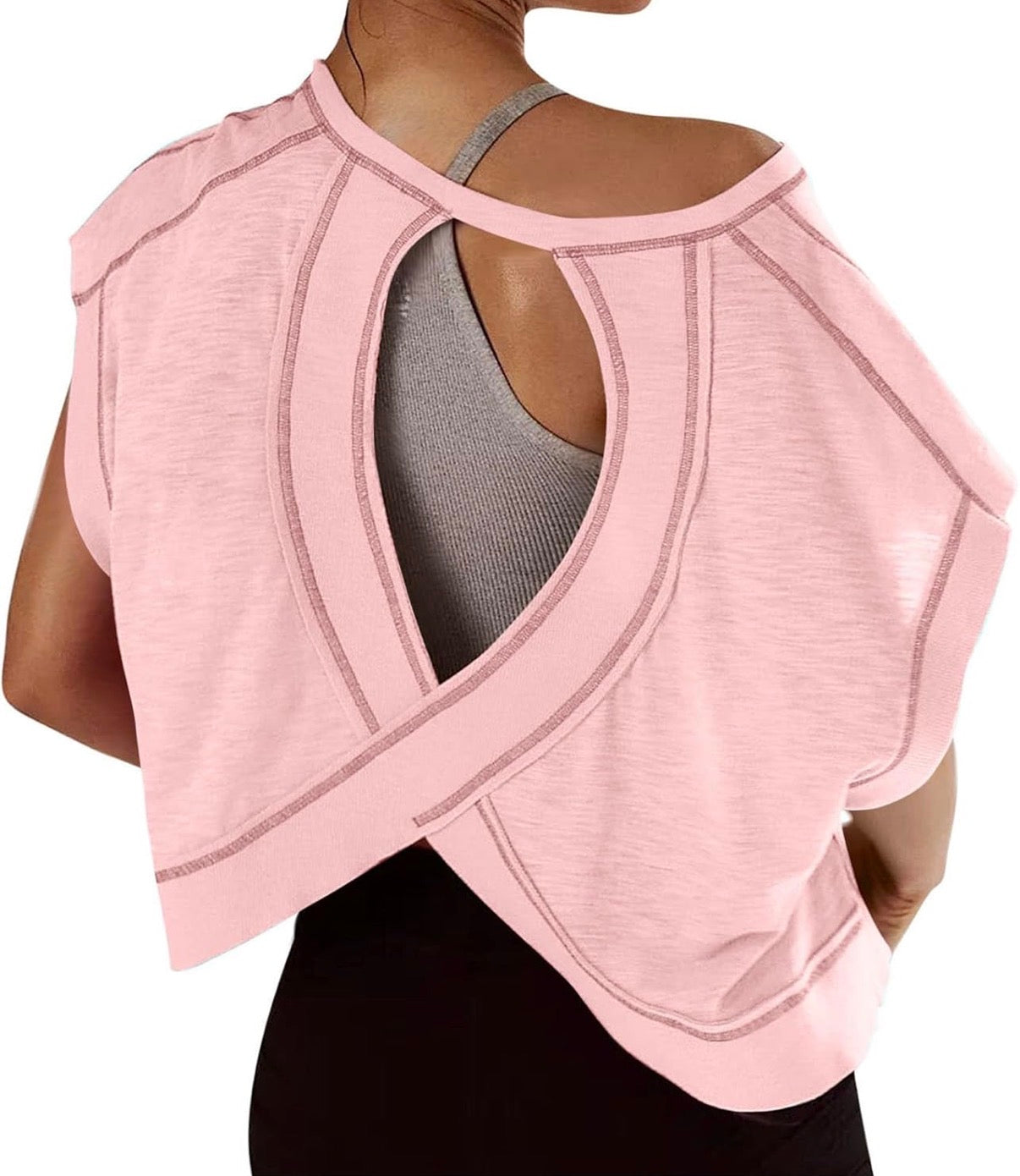 Open Back Athletic Crop Top | Cross-Back Cutout