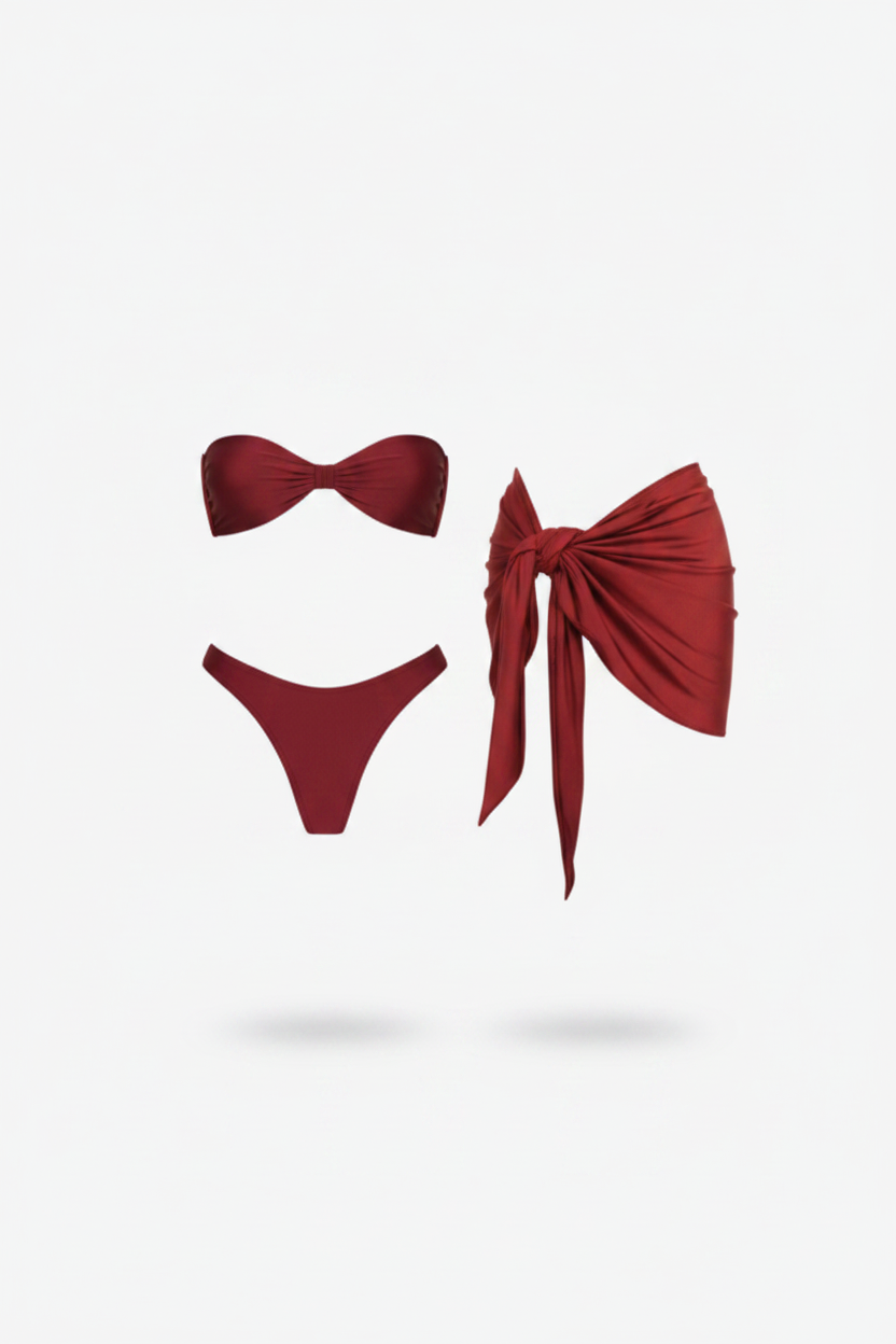 Dark Red Bikini Set