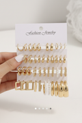 Full 20 pairs fashion geometric gold hoop earring set