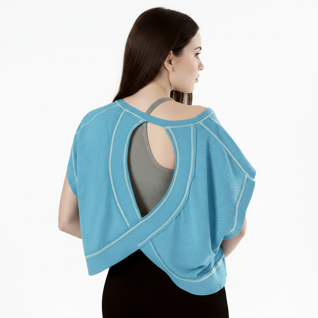 Sky blue open back crop top