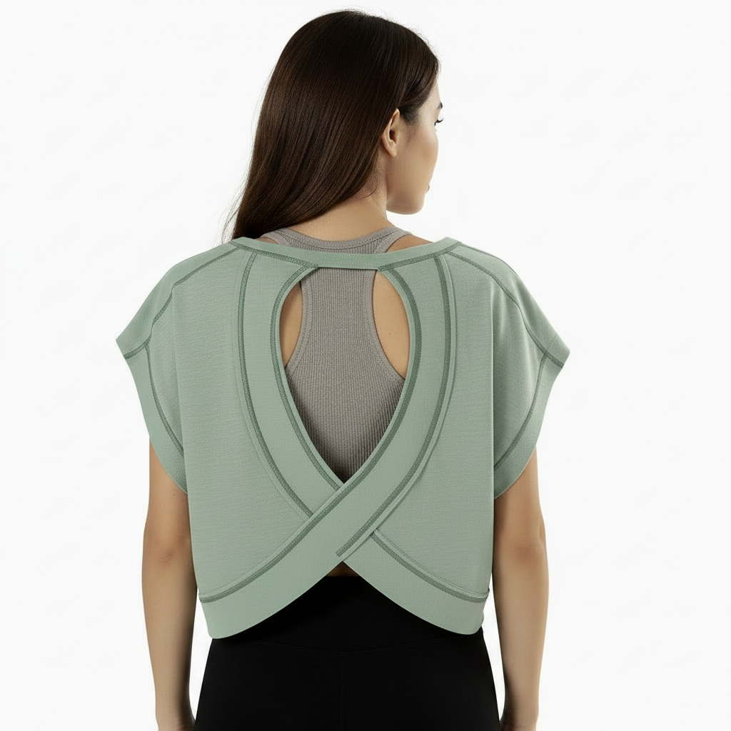 Sage green open back crop top